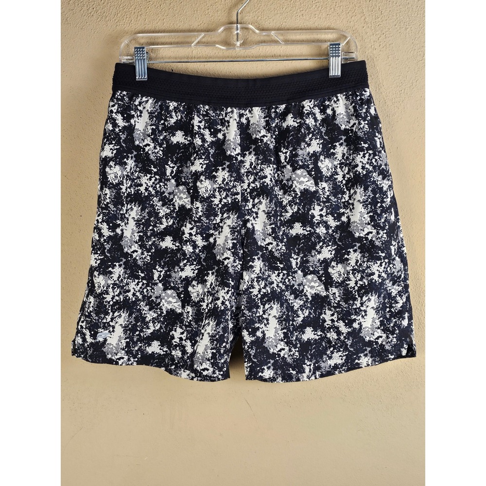 Fabletics Mens Black White Gray The‎ Fundamental Lined Shorts Medium